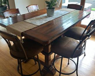 Counter height table, 8 chairs and extra leaf