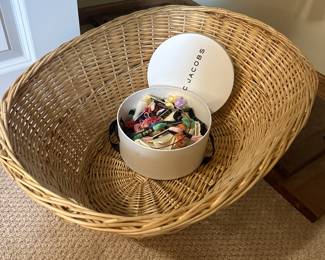 Sewing Items, and Wicker Basket