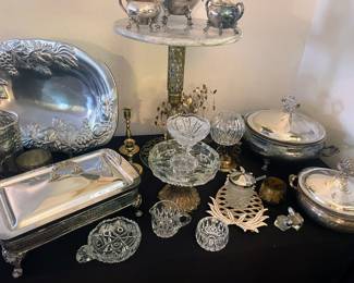 Silver Pate, Arthur Court and crystal serving pieces