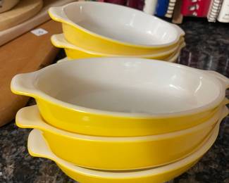 6- Vintage Pyrex Yellow Pixie 700 Small Casserole Au Gratin Dishes 10oz Tableware