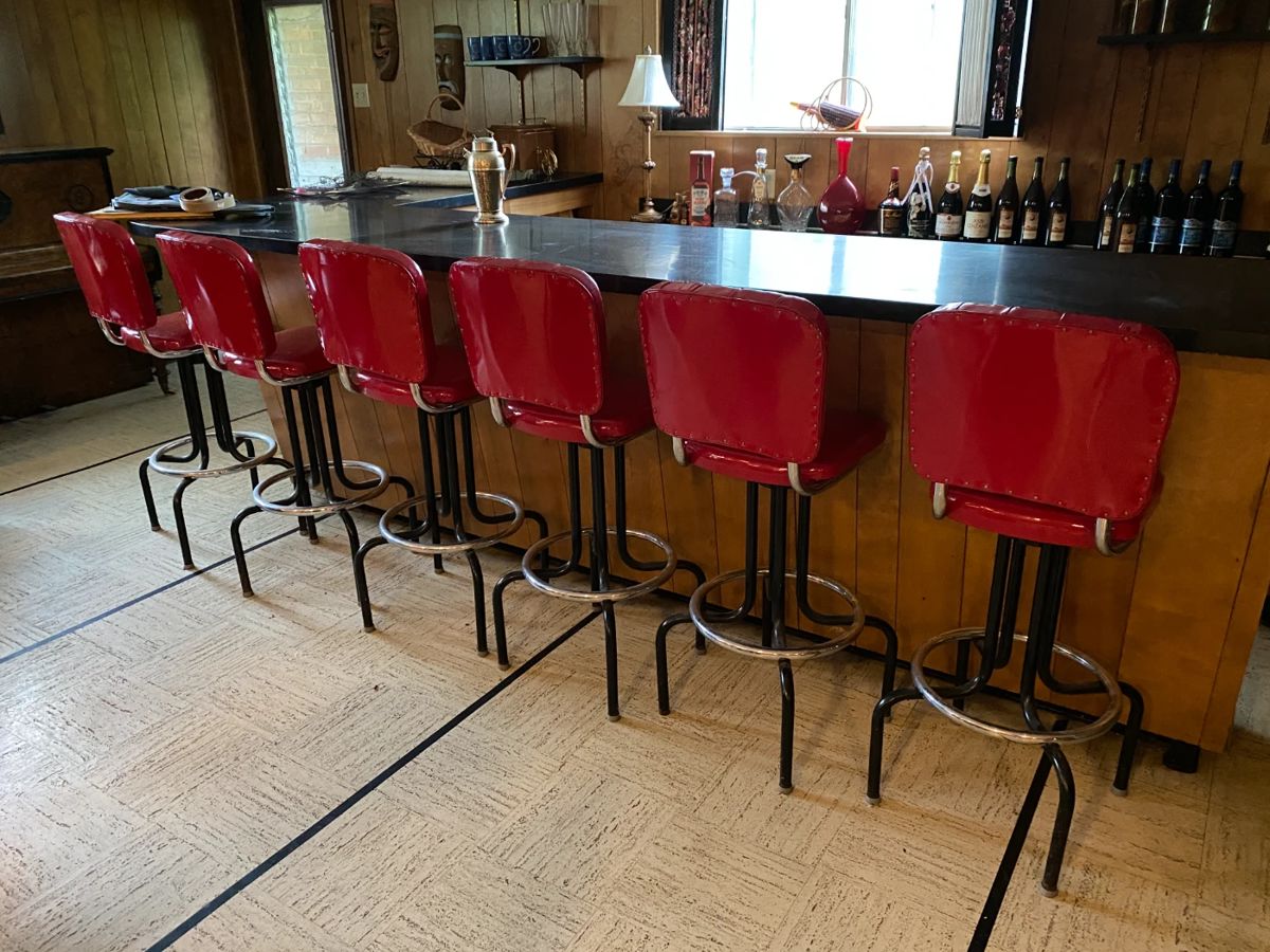 mid-century, 1960, patton leather bar stools, excellent condition
