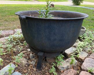 old cast iron cauldron big