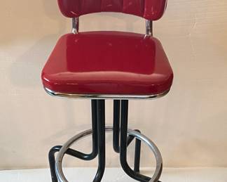 6 red patton leather barstools made in 1962, perfect condition. There is nothing like them online.