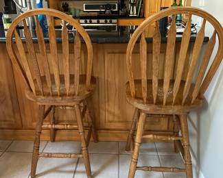 3 swivel wood barstools