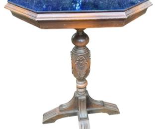 Blue Chromed Glass Top Side Table