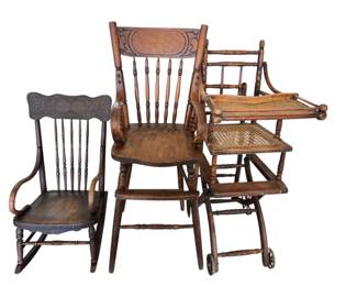 Two High Chairs And Childrens Rocking Chair