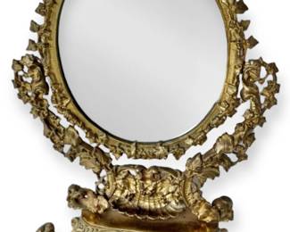 Antique Victorian Brass Mirror Vanity Stand