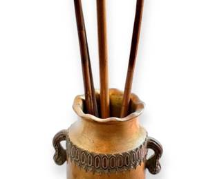 Decorative Embossed Umbrella Stand Vintage Wooden Canes