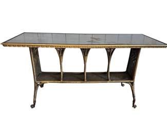 Large Glass Clawed Foot Console Table