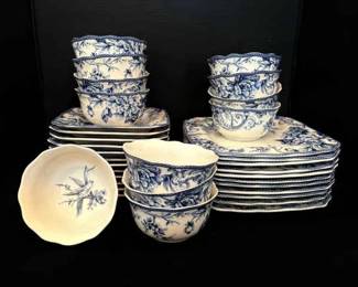 Blue On White Dinner Plates, Salad Plates, And Bowls