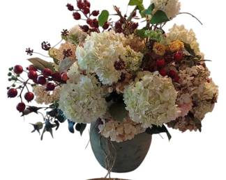 Large Faux Floral Arrangement, Trinket Boxes, Gold Frame