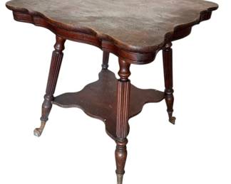Glass Claw Footed Wood Side Table