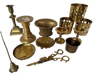 Vintage Brass Candleholders, Snuffer Wick Trimmer