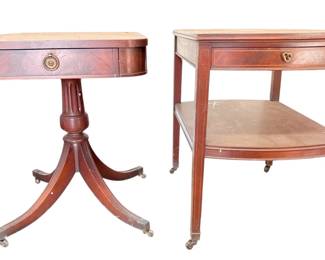Two Mahogany Columbia Manufacturing Co Side Tables