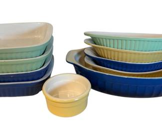 Mint Green, Blue, Yellow Stoneware Dishes