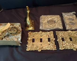 Ornate Brass Lightswitch, Outlet Covers, Drawer Pulls Hooks