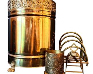 Brass Decor Letter Holders, Trash Bin, Pen Holder