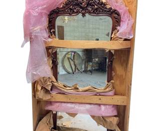 Antique 6.5ft Carved Wooden Mirror
