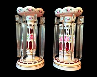 Czech Bohemian Glass Candle Stick Holders