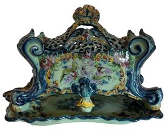 HandPainted Floral Ceramic Candy Dish w Lid Plate