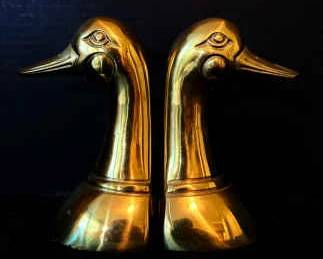 Solid Brass Duck Bookends