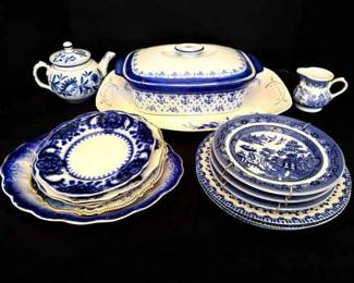 Mixed Blue On White Porcelain Plates