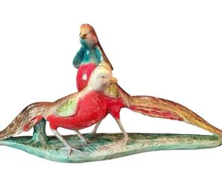 Vintage Italian Import Ceramic Handpainted Pheasant Sculpture