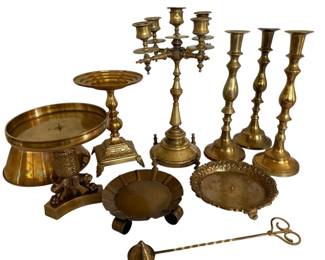 Tall Brass Candleholders Pedestals