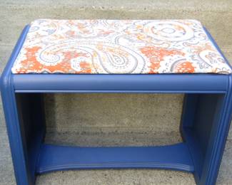 Upcycled piano bench with new paint and fabric