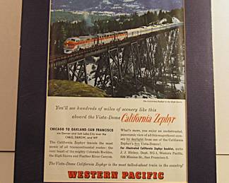 Vintage magazine advertisement for the California Zephyr train