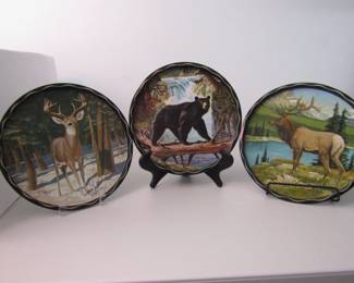 Three Jame Artig trays with wildlife scenes