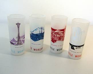Four tumblers from Seattle's 1962 World's Fair