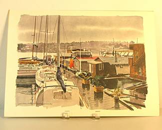 Print of watercolor by Paul Norton of Seattle's Lake Union.