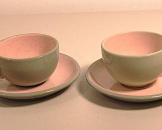 Two Harkerware cups and saucers