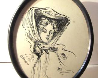 Pen and ink drawing by an artist who was reportedly a student of Gibson