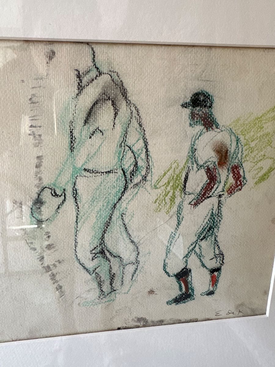 Elaine de Kooning 1958
Black baseball player 
Signed 