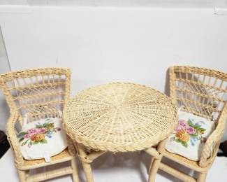 AMERICAN GIRL DOLL WICKER TABLE