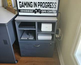 Desk with file and shelves