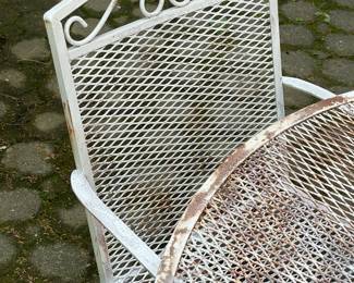 Wrought Iron Patio Table Set W/ Table & 4 Arm Chairs
