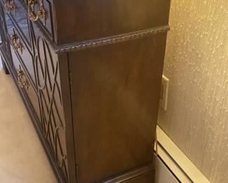 Sideboard Cabinet W/ 2 Doors, 4 Drawers, & Brass Hardware