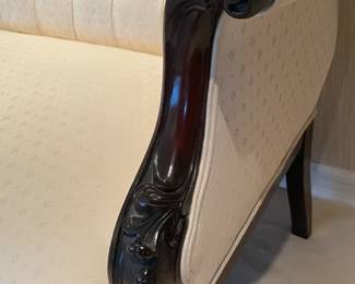 Beautifully Upholstered Carved Wood Framed Sofa