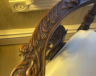 Carved Figural Upholstered Arm Chair