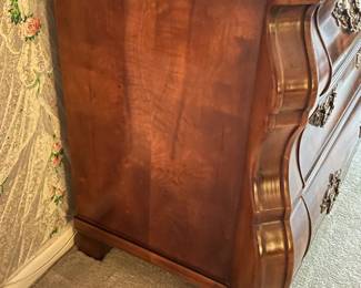 Elegant Henredon Bedroom Suite W/ Long Lowboy Dresser, Wall Mirror, 2 Nightstands, & Tall Armoire Cabinet