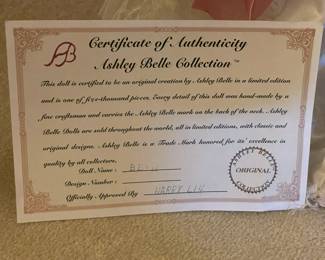 Ashley Belle Collection Doll W/ Certificate