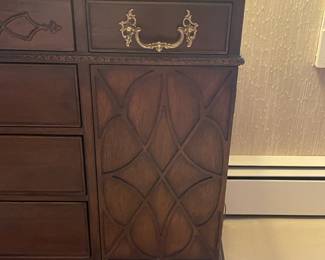 Sideboard Cabinet W/ 2 Doors, 4 Drawers, & Brass Hardware