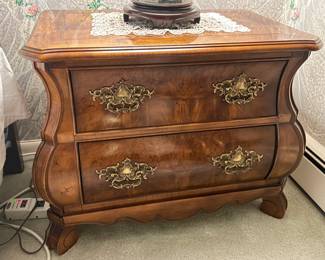 Elegant Henredon Bedroom Suite W/ Long Lowboy Dresser, Wall Mirror, 2 Nightstands, & Tall Armoire Cabinet