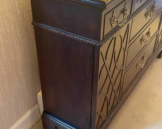 Sideboard Cabinet W/ 2 Doors, 4 Drawers, & Brass Hardware