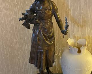Bronze Sculpture “The Young Girl with the Broken Jug”, Signed By J-B.Germain 19th Century