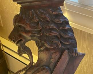 Carved Figural Upholstered Arm Chair