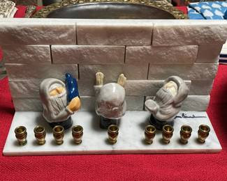 STUNNING Handmade Genuine Stone Artist Made Menorah (Signed!)